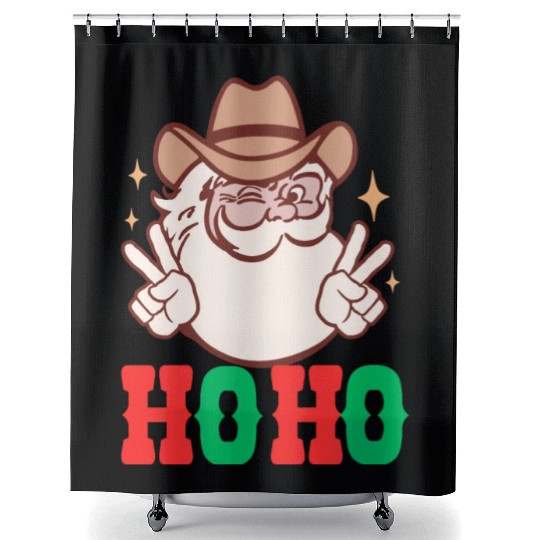 vintage retro western Santa ,Christmas Shower Curtains