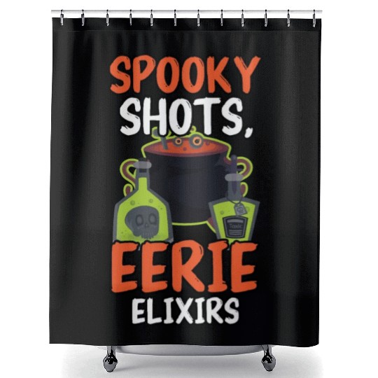 Spooky Shots Eerie Elixirs Bartender Halloween Shower Curtains