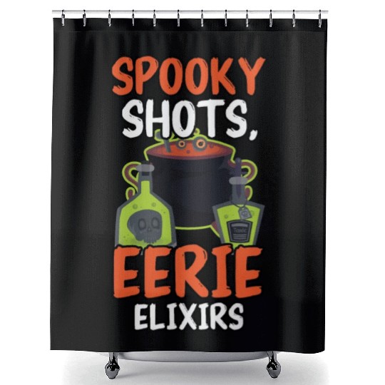 Spooky Shots Eerie Elixirs Bartender Halloween Shower Curtains