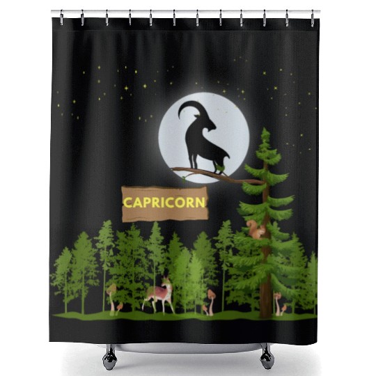 Zodiac Sign Capricorn Astrology Wild Forest Shower Curtains