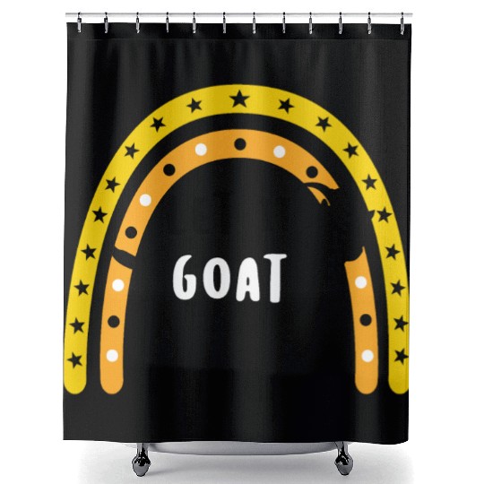 Happy goat, Farm Animal Lover Shower Curtains