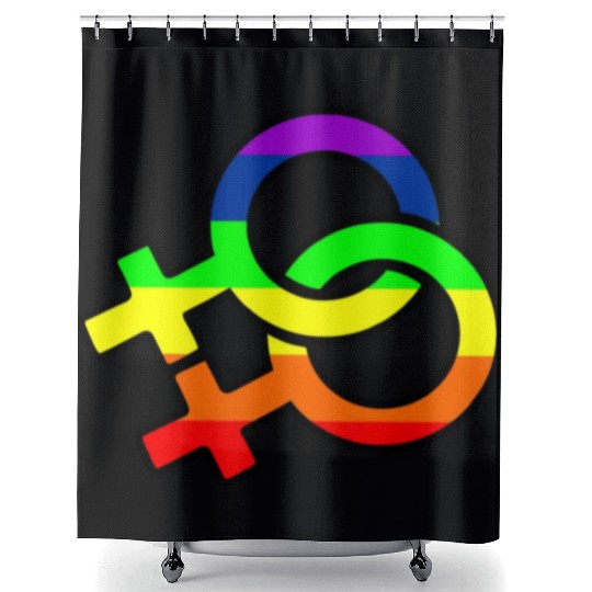 Gender lesbian logo with rainbow Shower Curtains