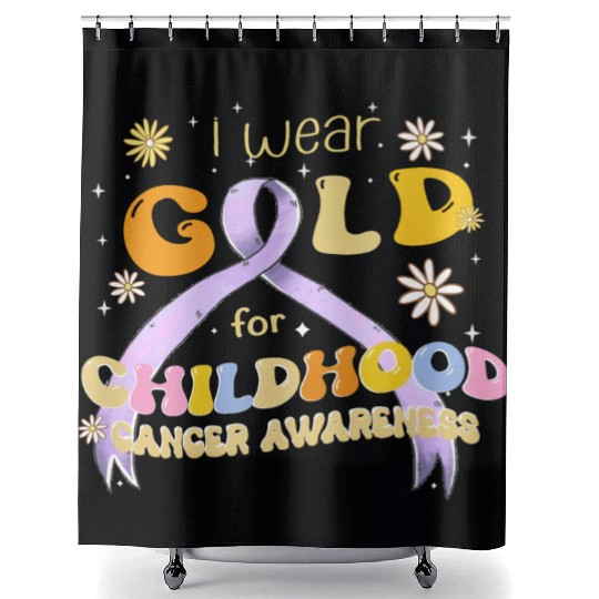 I Wear Gold For Childhood Cancer Awareness Shower Curtains