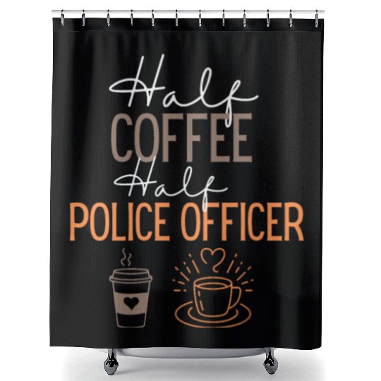 funny Coffee and police officer Job Shower Curtains
