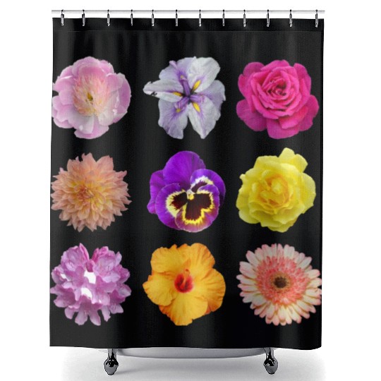 Colorful spring flowers pattern Shower Curtains