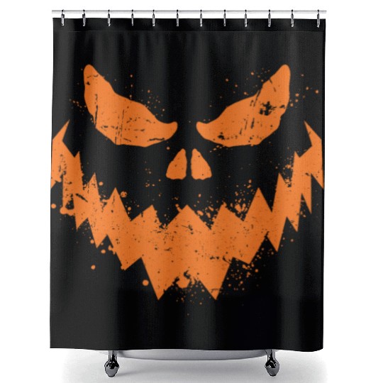 Cool Pumpkin Head Face Lazy Halloween Pumpkin Shower Curtains