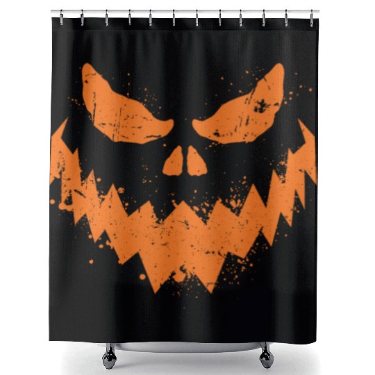 Cool Pumpkin Head Face Lazy Halloween Pumpkin Shower Curtains