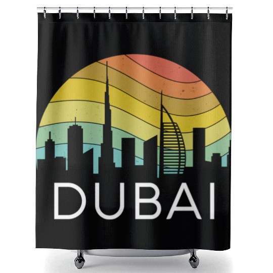 Dubai Skyline City Arab Emirates Uae Arcihtecture Shower Curtains