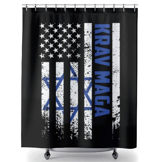 Krav Maga American USA Israel Flag Shower Curtains