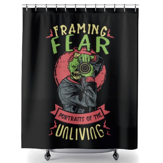 Zombie Photographer Horror Photographer Spooky Shower Curtains