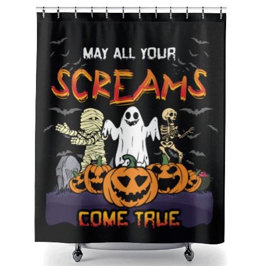 Scary Horror Monsters Skeleton Creepy Halloween Shower Curtains