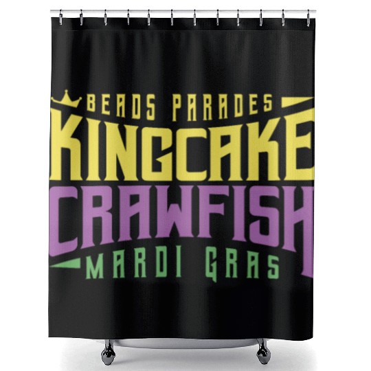 Beads Parades Kingcake Crawfish Mardi Gras Shower Curtains