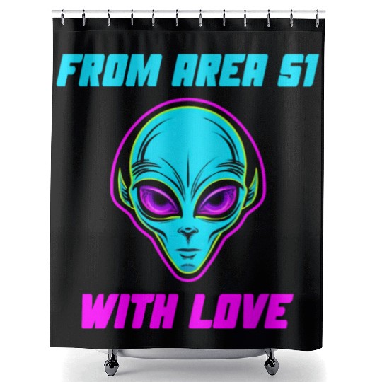 From Area 51 Alien With Love Shower Curtains
