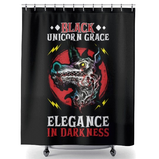 Dark Unicorn Horror Unicorn Midnight Unicorn Dark Shower Curtains