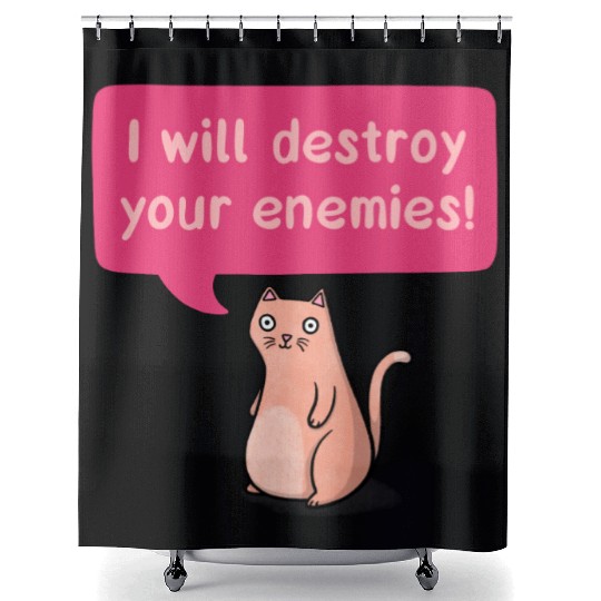 Destroy Your Enemies Cat Shower Curtains