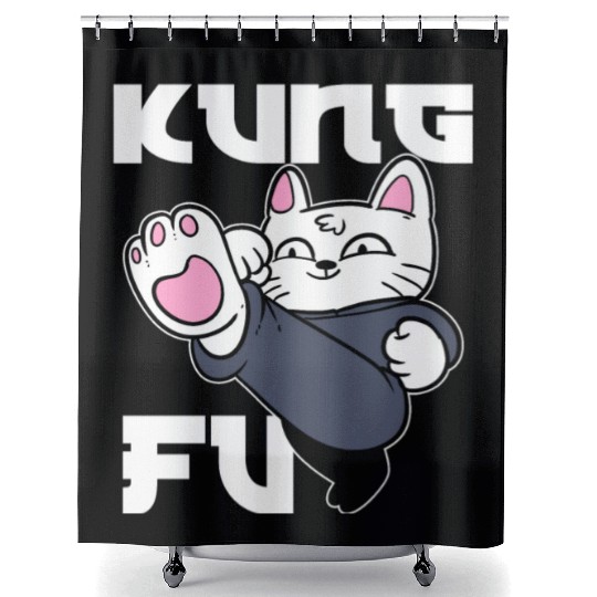 Kung Fu Cat Cat Mom Shower Curtains