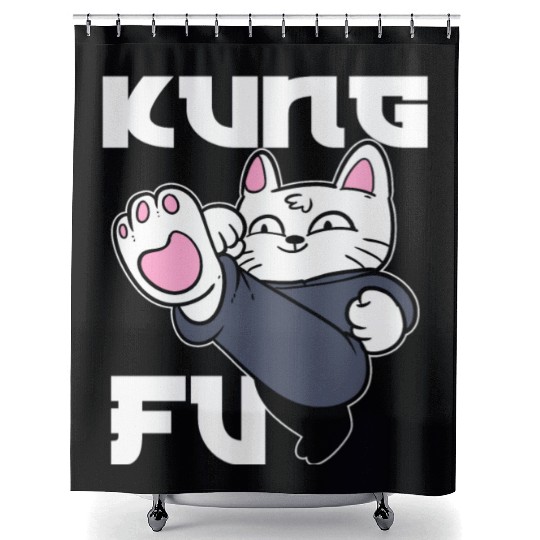 Kung Fu Cat Cat Mom Shower Curtains