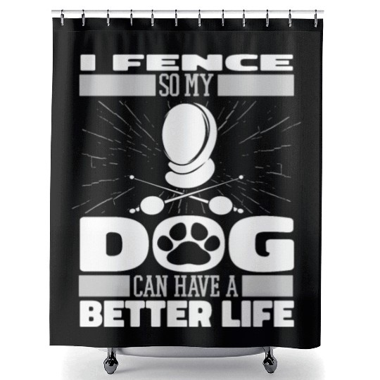 Fencing Fencer Dog Shower Curtains