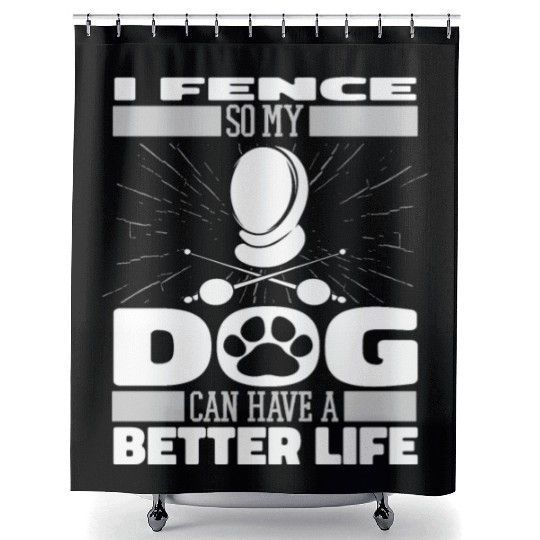 Fencing Fencer Dog Shower Curtains