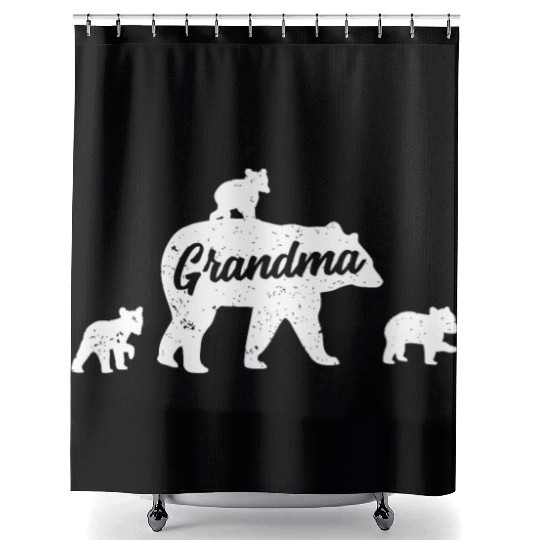 Vintage Grandma Bear 3 Cubs Mother's Day Shower Curtains