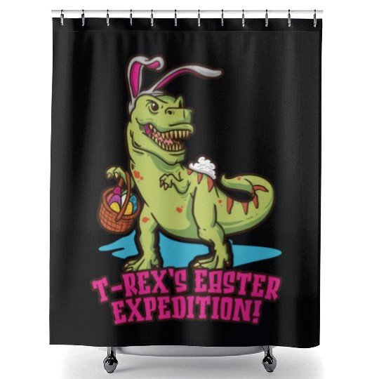 Easter T-rex Dinosaur Easter Funny T-rex Easter Shower Curtains