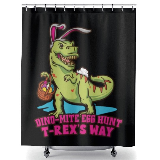 Easter T-rex Dinosaur Easter Funny T-rex Easter Shower Curtains