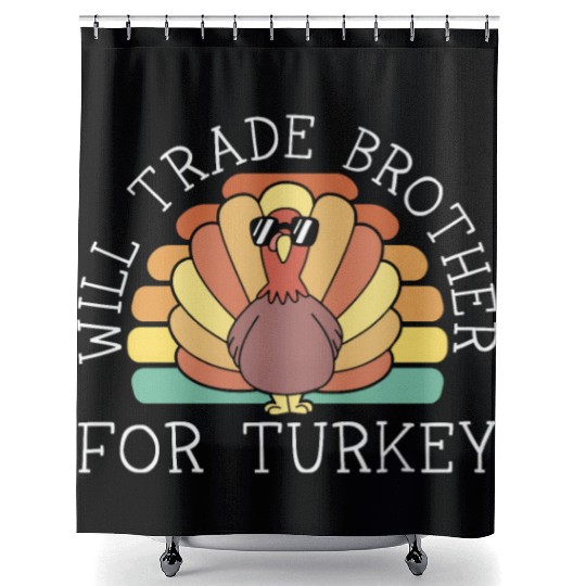 Happy Thanksgiving Holiday Dinner Turkey Blessed Shower Curtains