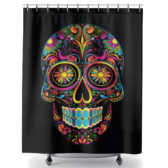 Neon Sugar Skull: Jack Skellington Design Shower Curtains