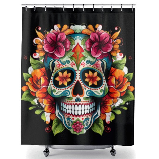 Day of the Dead Iconic Sugar Skull Shower Curtains