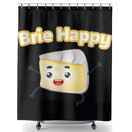 Brie Happy: Cheesy Pun for Cheese Lovers Shower Curtains