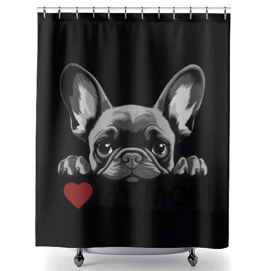 I Love My Mom - Gray French Bulldog Shower Curtains