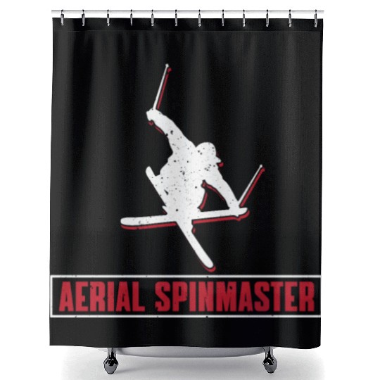 Aerial Spinmaster Freestyle Skiing Shower Curtains