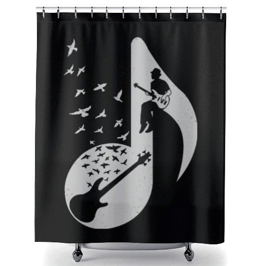Musical Bass Guitar Shower Curtains
