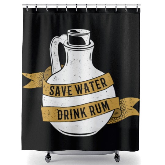 Save Water Drink Rum Shower Curtains