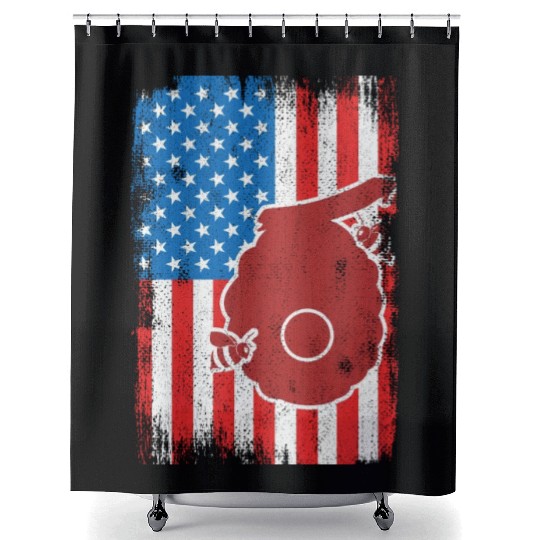 Patriotic US Beekeeper Shower Curtains
