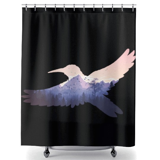 Hummingbird Bird Mountains Fly Nature Paradise Shower Curtains