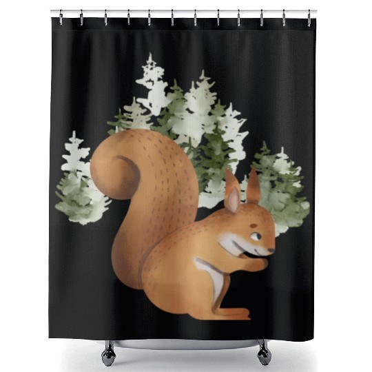 Squirrel Forest Wild Rodent Whisperer Lover Art Shower Curtains