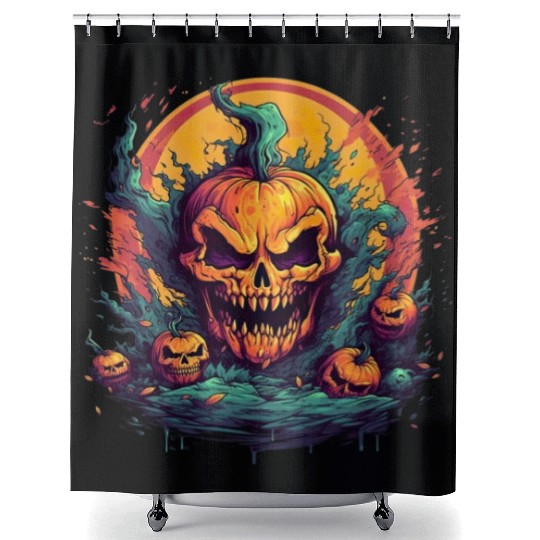 Bad Pumpkin Creppy Halloween Shower Curtains