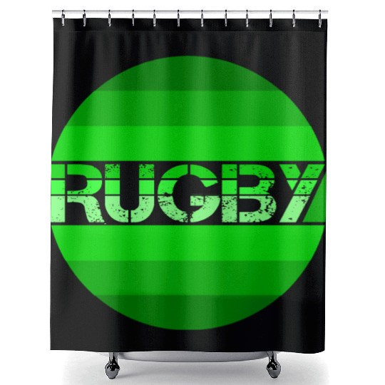 Green Rugby Logo For Rugby Fan Shower Curtains
