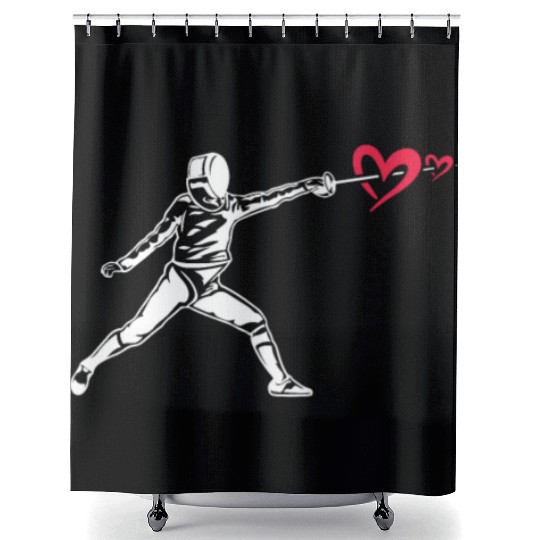 Fencing Fencer Heart Shower Curtains