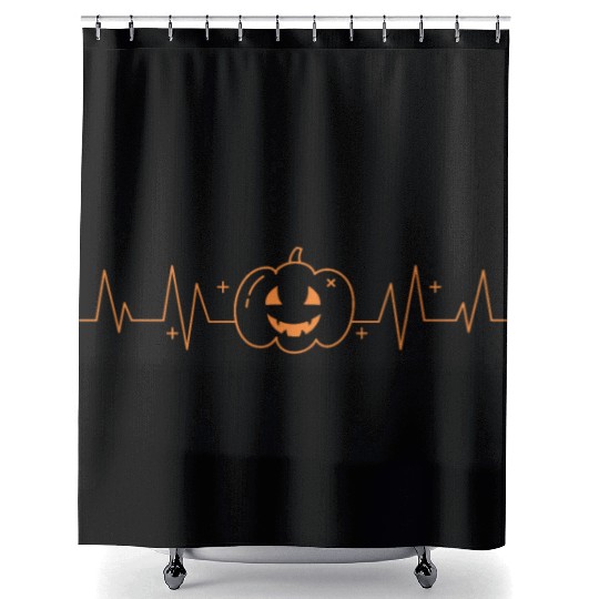 Halloween Pumpkin Smile Heart Beat Happy Halloween Shower Curtains