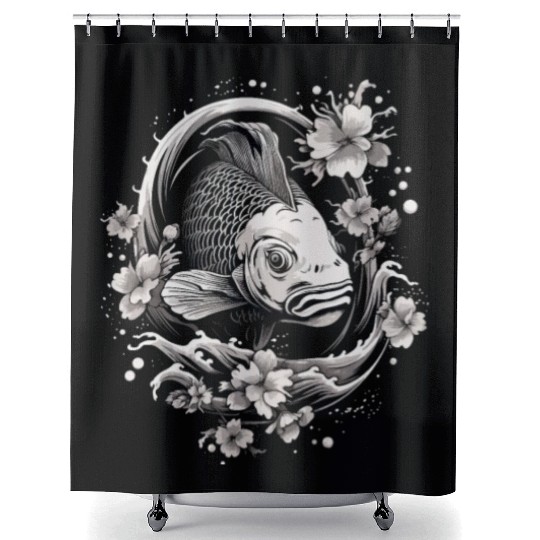Koi Fish Koi Carp Japanese Tatto-style Koi Shower Curtains