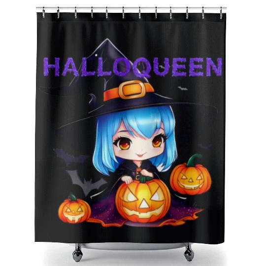 Hallo Light Blue Witch Shower Curtains