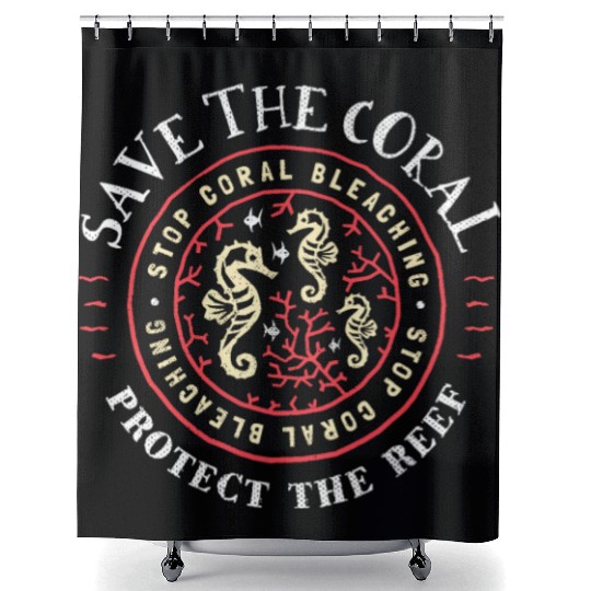 Protect the Coral Save the Reef Rustic Crest Shower Curtains