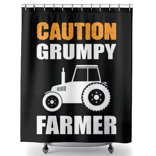 Caution Grumpy Farmer Shower Curtains