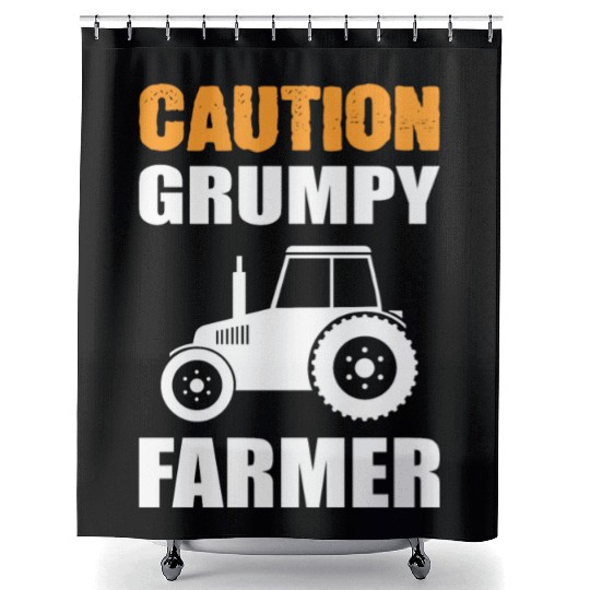 Caution Grumpy Farmer Shower Curtains