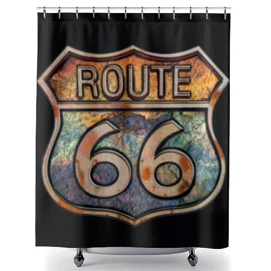 Route 66 vintage sign - Dingy metal sign 2 Shower Curtains
