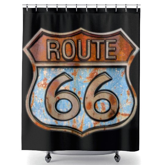 Route 66 vintage sign - Rusty metal sign 3 Shower Curtains