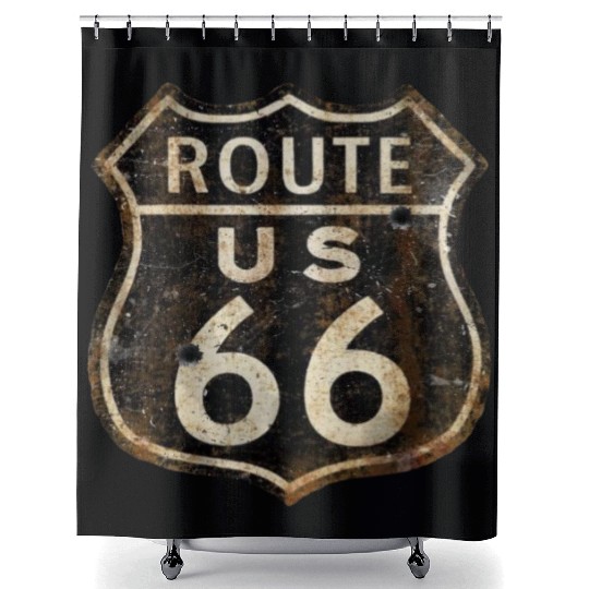 Route 66 vintage sign 2 Shower Curtains