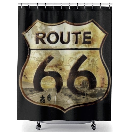 Route 66 trip with motorcycle Shower Curtains